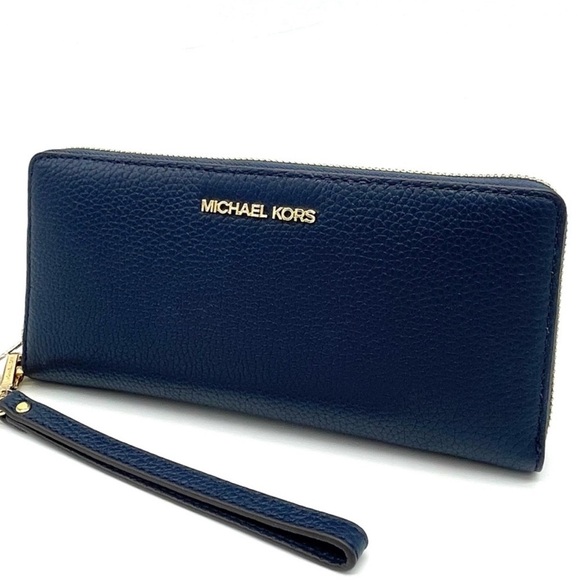Michael Kors Large Continental Wallet Wristlet Navy Blue (NWT) - Picture 1 of 8